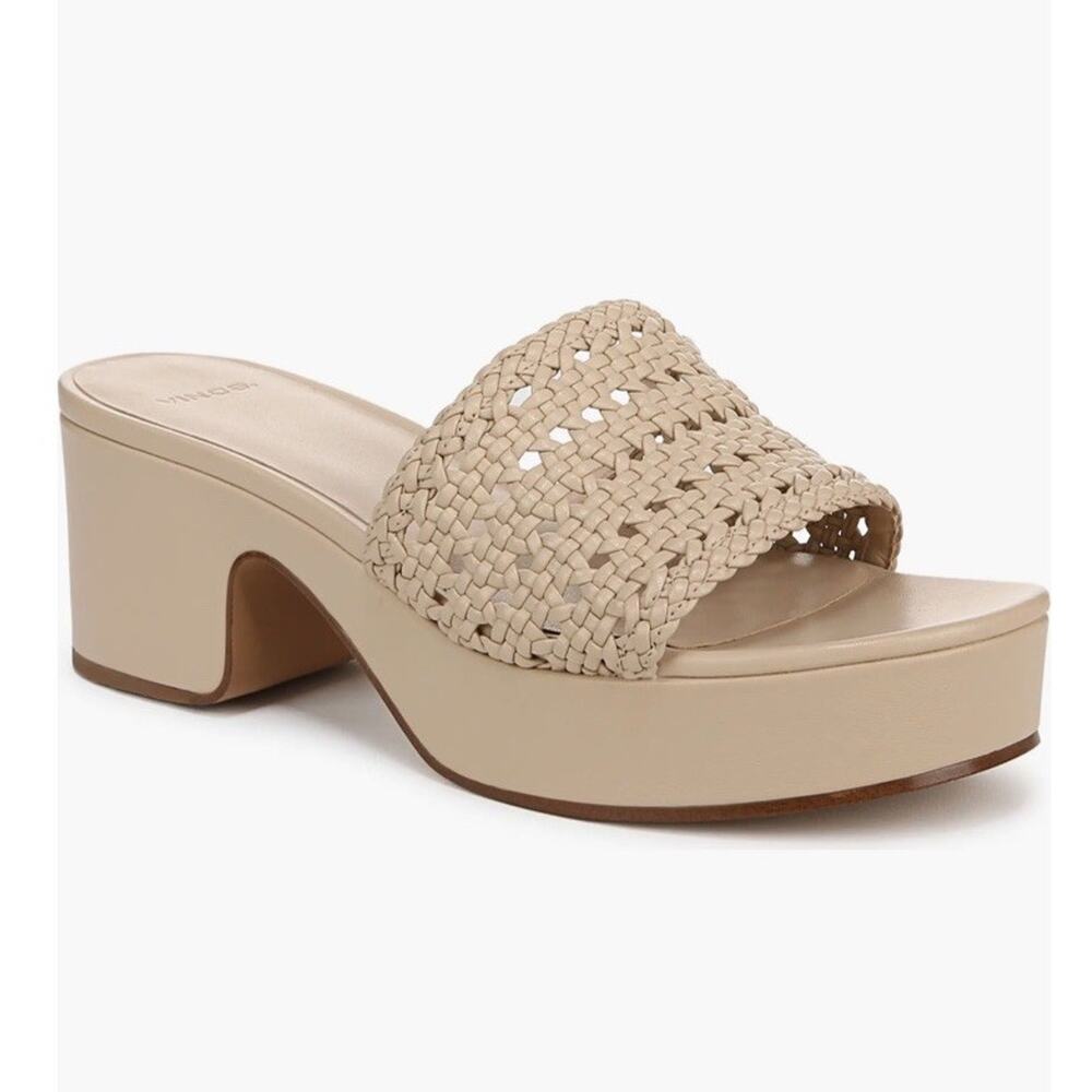NEW Vince Margo Woven Platform Sandals, Birch Sand Woven, Women's 7